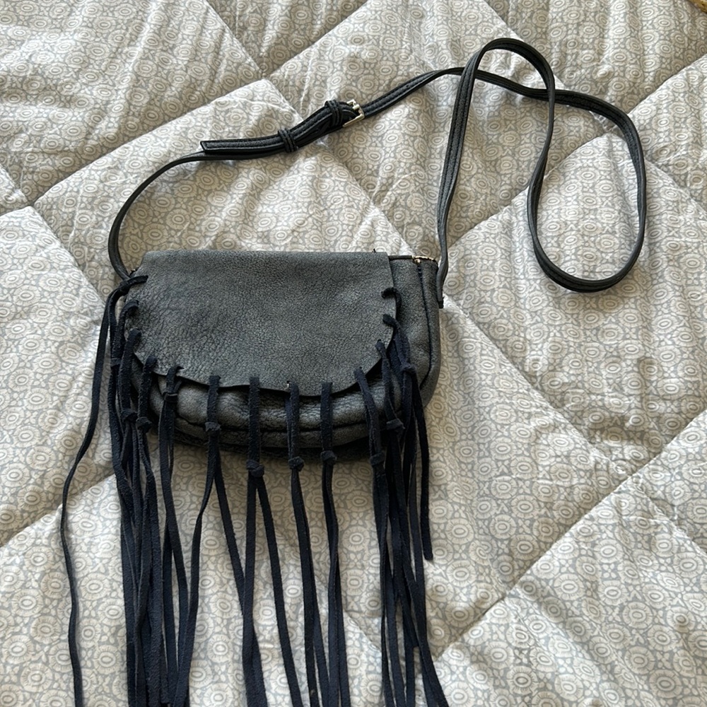 Dark blue fringe purse